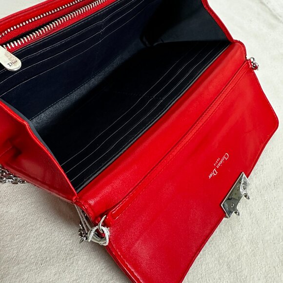 Dior, Miss Dior Orange Quilted Leather Wallet on Chain - Picture 9 of 14